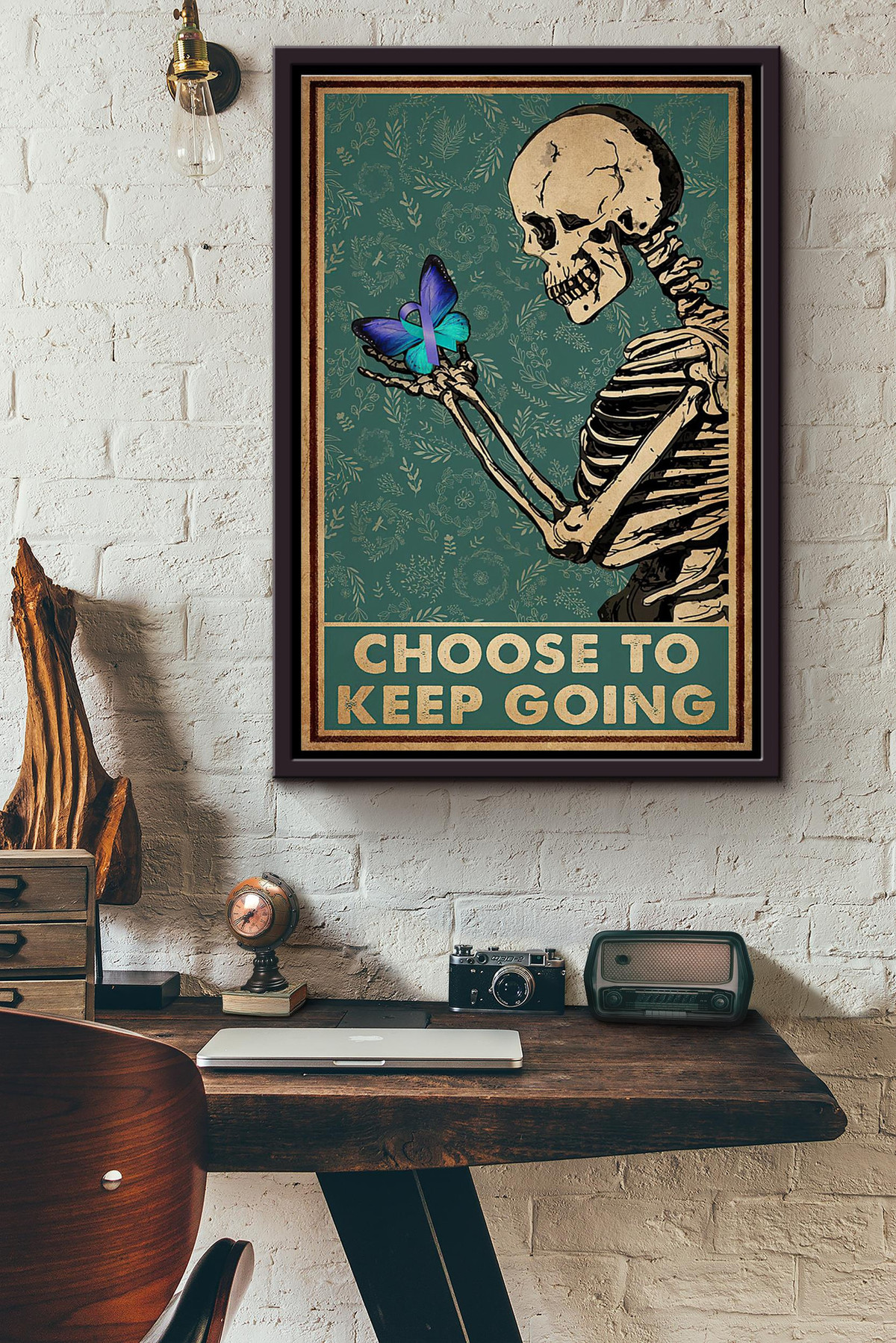 Suicide Skeleton Butterfly Choose To Keep Going Canvas Framed Matte Canvas Framed Matte Canvas 8x10