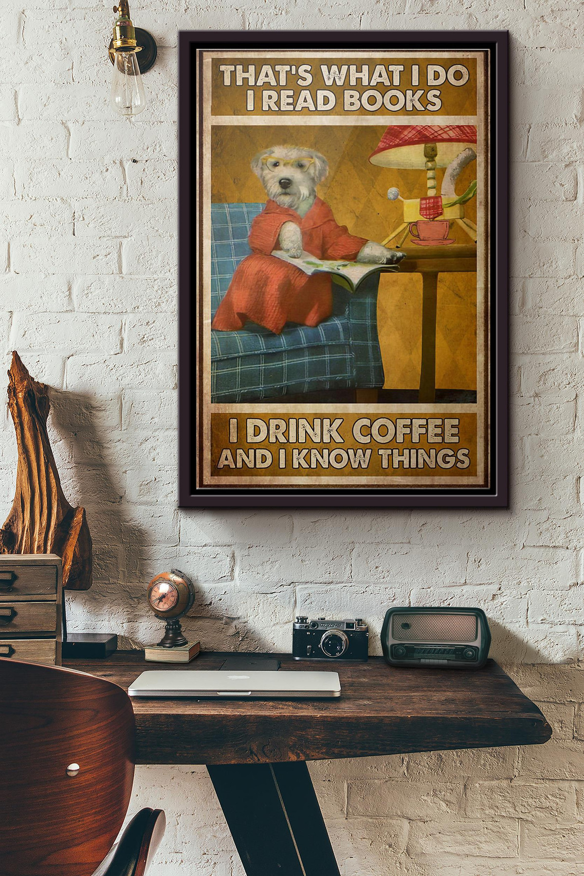 Labradoodle Dog Thats What I Do I Read Books I Drink Coffee And I Know Things Canvas Framed Matte Canvas Framed Matte Canvas 8x10