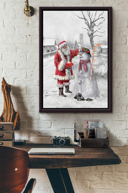 Ice Hockey And Santa Christmas Canvas Framed Matte Canvas Framed Matte Canvas 12x16