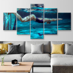 Underwater Female Swimmer In Swimming Pool Sports And Recreation, Multi Canvas Painting Ideas, Multi Piece Panel Canvas Housewarming Gift Ideas Canvas Canvas Gallery Painting Framed Prints, Canvas Paintings Multi Panel Canvas 5PIECE(Mixed 12)