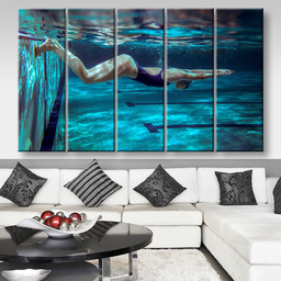 Underwater Female Swimmer In Swimming Pool Sports And Recreation, Multi Canvas Painting Ideas, Multi Piece Panel Canvas Housewarming Gift Ideas Canvas Canvas Gallery Painting Framed Prints, Canvas Paintings Multi Panel Canvas 5PIECE(80x48)