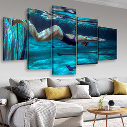 Underwater Female Swimmer In Swimming Pool Sports And Recreation, Multi Canvas Painting Ideas, Multi Piece Panel Canvas Housewarming Gift Ideas Canvas Canvas Gallery Painting Framed Prints, Canvas Paintings Multi Panel Canvas 5PIECE(Mixed 16)