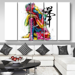 Colorful Resting Buddha, Multi Canvas Painting Ideas, Multi Piece Panel Canvas Housewarming Gift Ideas Canvas Canvas Gallery Painting Framed Prints, Canvas Paintings Multi Panel Canvas 5PIECE(80x48)