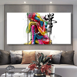 Colorful Resting Buddha, Multi Canvas Painting Ideas, Multi Piece Panel Canvas Housewarming Gift Ideas Canvas Canvas Gallery Painting Framed Prints, Canvas Paintings Multi Panel Canvas 3PIECE(36 x18)