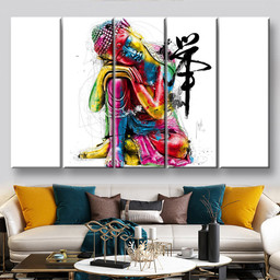 Colorful Resting Buddha, Multi Canvas Painting Ideas, Multi Piece Panel Canvas Housewarming Gift Ideas Canvas Canvas Gallery Painting Framed Prints, Canvas Paintings Multi Panel Canvas 5PIECE(60x36)