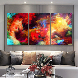 Colorful Modern Abstract, Multi Canvas Painting Ideas, Multi Piece Panel Canvas Housewarming Gift Ideas Canvas Canvas Gallery Painting Framed Prints, Canvas Paintings Multi Panel Canvas 3PIECE(36 x18)