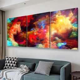 Colorful Modern Abstract, Multi Canvas Painting Ideas, Multi Piece Panel Canvas Housewarming Gift Ideas Canvas Canvas Gallery Painting Framed Prints, Canvas Paintings Multi Panel Canvas 3PIECE(48x24)