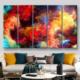 Colorful Modern Abstract, Multi Canvas Painting Ideas, Multi Piece Panel Canvas Housewarming Gift Ideas Canvas Canvas Gallery Painting Framed Prints, Canvas Paintings Multi Panel Canvas 5PIECE(60x36)