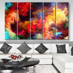 Colorful Modern Abstract, Multi Canvas Painting Ideas, Multi Piece Panel Canvas Housewarming Gift Ideas Canvas Canvas Gallery Painting Framed Prints, Canvas Paintings Multi Panel Canvas 5PIECE(80x48)