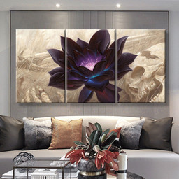 Black Lotus Abstract Flower, Multi Canvas Painting Ideas, Multi Piece Panel Canvas Housewarming Gift Ideas Canvas Canvas Gallery Painting Framed Prints, Canvas Paintings Multi Panel Canvas 3PIECE(36 x18)