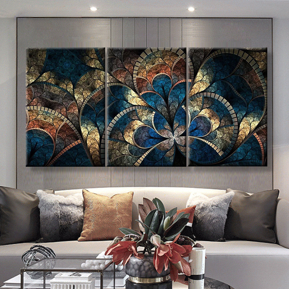 Fantasy Flowers Abstract, Multi Canvas Painting Ideas, Multi Piece Panel Canvas Housewarming Gift Ideas Canvas Canvas Gallery Painting Framed Prints, Canvas Paintings Multi Panel Canvas 3PIECE(36 x18)