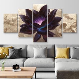 Black Lotus Abstract Flower, Multi Canvas Painting Ideas, Multi Piece Panel Canvas Housewarming Gift Ideas Canvas Canvas Gallery Painting Framed Prints, Canvas Paintings Multi Panel Canvas 5PIECE(Mixed 12)