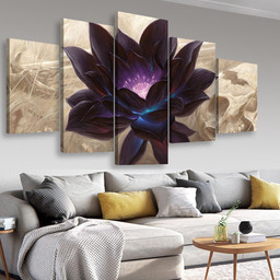 Black Lotus Abstract Flower, Multi Canvas Painting Ideas, Multi Piece Panel Canvas Housewarming Gift Ideas Canvas Canvas Gallery Painting Framed Prints, Canvas Paintings Multi Panel Canvas 5PIECE(Mixed 16)