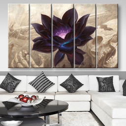 Black Lotus Abstract Flower, Multi Canvas Painting Ideas, Multi Piece Panel Canvas Housewarming Gift Ideas Canvas Canvas Gallery Painting Framed Prints, Canvas Paintings Multi Panel Canvas 5PIECE(80x48)