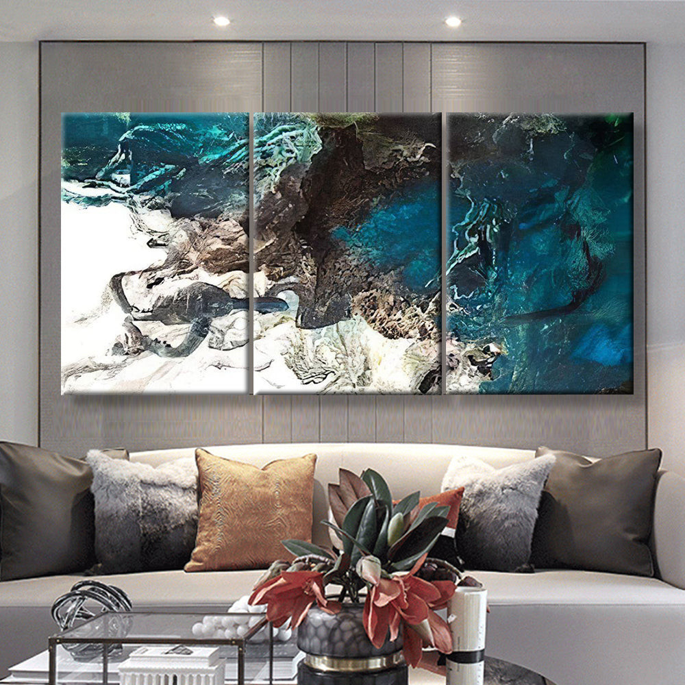 Turtle On The Sea Coast Abstract Abstrast, Multi Canvas Painting Ideas, Multi Piece Panel Canvas Housewarming Gift Ideas Canvas Canvas Gallery Painting Framed Prints, Canvas Paintings Multi Panel Canvas 3PIECE(36 x18)
