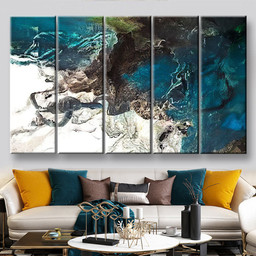 Turtle On The Sea Coast Abstract Abstrast, Multi Canvas Painting Ideas, Multi Piece Panel Canvas Housewarming Gift Ideas Canvas Canvas Gallery Painting Framed Prints, Canvas Paintings Multi Panel Canvas 5PIECE(60x36)