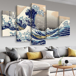 The Great Wave Off Kanagawa, Multi Canvas Painting Ideas, Multi Piece Panel Canvas Housewarming Gift Ideas Canvas Canvas Gallery Painting Framed Prints, Canvas Paintings Multi Panel Canvas 5PIECE(Mixed 16)