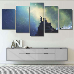 Night Scene Two Brothers Outdoors Llittle Galaxy Sky and Space Multi Piece Panel Canvas Housewarming Gift Ideas Canvas Canvas Gallery Prints Multi Panel Canvas 5PIECE(Mixed 16)