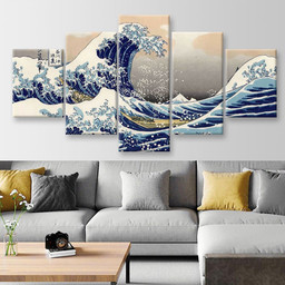The Great Wave Off Kanagawa, Multi Canvas Painting Ideas, Multi Piece Panel Canvas Housewarming Gift Ideas Canvas Canvas Gallery Painting Framed Prints, Canvas Paintings Multi Panel Canvas 5PIECE(Mixed 12)
