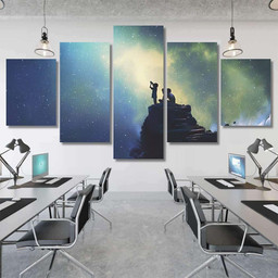 Night Scene Two Brothers Outdoors Llittle Galaxy Sky and Space Multi Piece Panel Canvas Housewarming Gift Ideas Canvas Canvas Gallery Prints Multi Panel Canvas 5PIECE(Mixed 12)