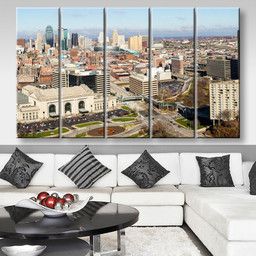 A Large Panoramic View Of Kansas City Missouri During The Daytime 2 Landscape, Multi Canvas Painting Ideas, Multi Piece Panel Canvas Housewarming Gift Ideas Canvas Canvas Gallery Painting Framed Prints, Canvas Paintings Multi Panel Canvas 5PIECE(80x48)