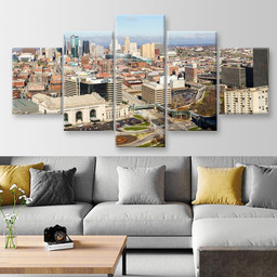 A Large Panoramic View Of Kansas City Missouri During The Daytime 2 Landscape, Multi Canvas Painting Ideas, Multi Piece Panel Canvas Housewarming Gift Ideas Canvas Canvas Gallery Painting Framed Prints, Canvas Paintings Multi Panel Canvas 5PIECE(Mixed 12)