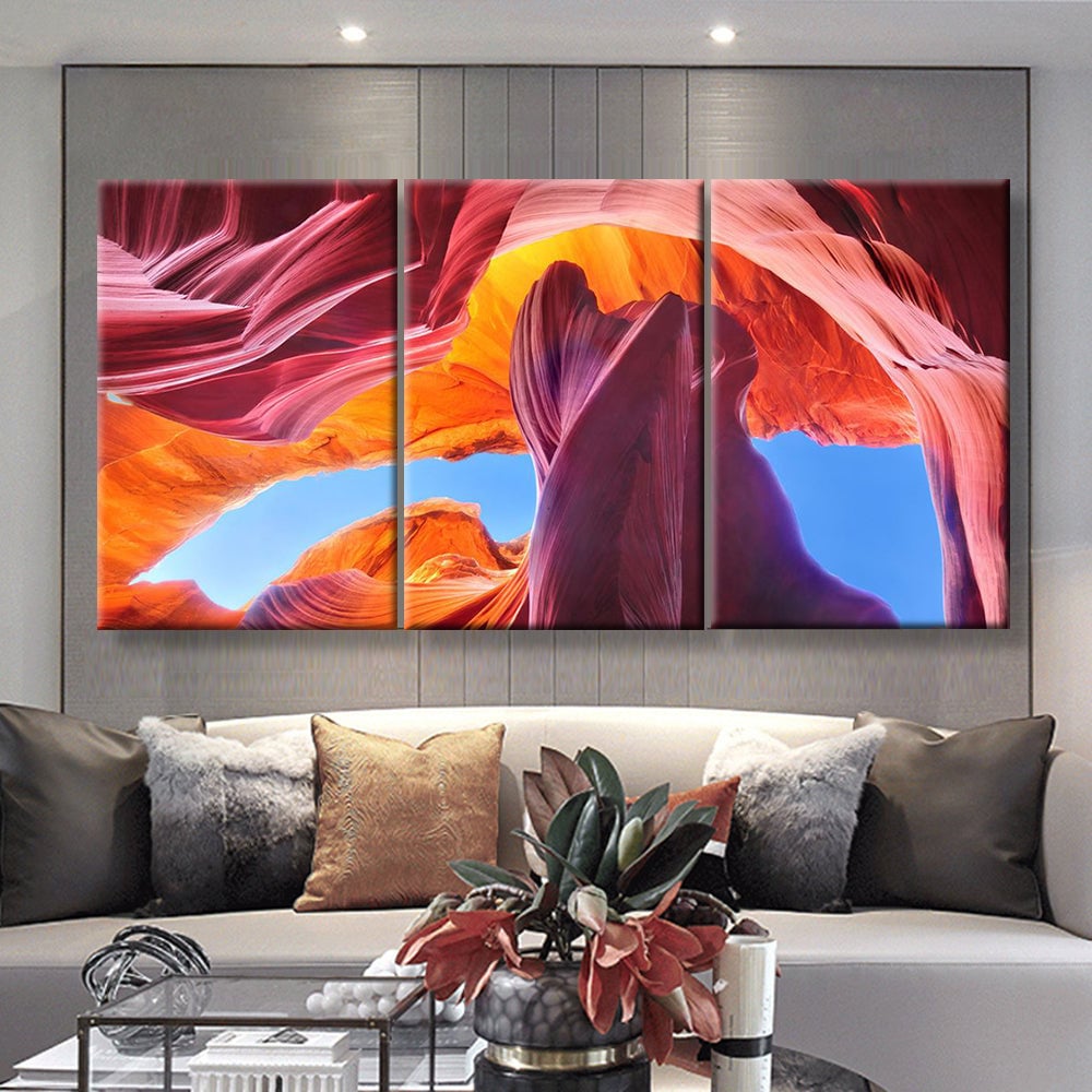 Antelope Canyon In The Navajo Reservation Near Page Arizona Usa Nature, Multi Canvas Painting Ideas, Multi Piece Panel Canvas Housewarming Gift Ideas Canvas Canvas Gallery Painting Framed Prints, Canvas Paintings Multi Panel Canvas 3PIECE(36 x18)