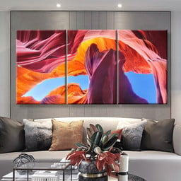 Antelope Canyon In The Navajo Reservation Near Page Arizona Usa Nature, Multi Canvas Painting Ideas, Multi Piece Panel Canvas Housewarming Gift Ideas Canvas Canvas Gallery Painting Framed Prints, Canvas Paintings Multi Panel Canvas 3PIECE(36 x18)