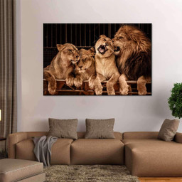 Vintage Jovial Lion Family Wild Animal Lover Multi Canvas Painting Ideas, Multi Piece Panel Canvas Housewarming Gift Ideas Framed Prints, Canvas Paintings Wrapped Canvas 1 Panel 24x16