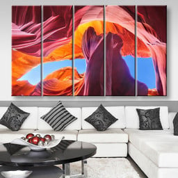 Antelope Canyon In The Navajo Reservation Near Page Arizona Usa Nature, Multi Canvas Painting Ideas, Multi Piece Panel Canvas Housewarming Gift Ideas Canvas Canvas Gallery Painting Framed Prints, Canvas Paintings Multi Panel Canvas 5PIECE(80x48)