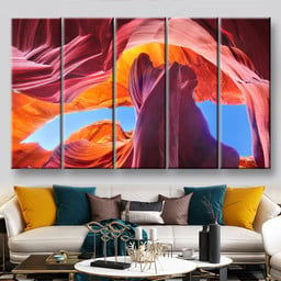 Antelope Canyon In The Navajo Reservation Near Page Arizona Usa Nature, Multi Canvas Painting Ideas, Multi Piece Panel Canvas Housewarming Gift Ideas Canvas Canvas Gallery Painting Framed Prints, Canvas Paintings Multi Panel Canvas 5PIECE(60x36)