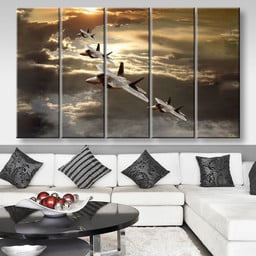 F 22 Raptor Fighter Jets, Multi Canvas Painting Ideas, Multi Piece Panel Canvas Housewarming Gift Ideas Canvas Canvas Gallery Painting Framed Prints, Canvas Paintings Multi Panel Canvas 5PIECE(80x48)