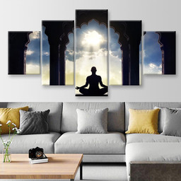 Meditating In Old Temple Religion, Multi Canvas Painting Ideas, Multi Piece Panel Canvas Housewarming Gift Ideas Canvas Canvas Gallery Painting Framed Prints, Canvas Paintings Multi Panel Canvas 5PIECE(Mixed 12)