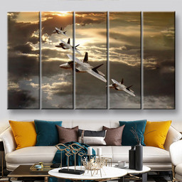 F 22 Raptor Fighter Jets, Multi Canvas Painting Ideas, Multi Piece Panel Canvas Housewarming Gift Ideas Canvas Canvas Gallery Painting Framed Prints, Canvas Paintings Multi Panel Canvas 5PIECE(60x36)