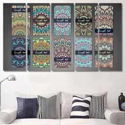 Set Retro Business Card Vector Background Mandala Multi Panel Canvas Print Gift IDeas Canvas Canvas Gallery Painting Framed Prints, Canvas Paintings Multi Panel Canvas 5PIECE(80x48)
