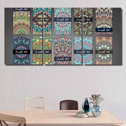 Set Retro Business Card Vector Background Mandala Multi Panel Canvas Print Gift IDeas Canvas Canvas Gallery Painting Framed Prints, Canvas Paintings Multi Panel Canvas 3PIECE(48x24)