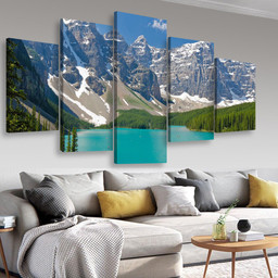 Mountain Lake In Canada Nature, Multi Canvas Painting Ideas, Multi Piece Panel Canvas Housewarming Gift Ideas Canvas Canvas Gallery Painting Framed Prints, Canvas Paintings Multi Panel Canvas 5PIECE(Mixed 16)