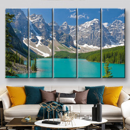 Mountain Lake In Canada Nature, Multi Canvas Painting Ideas, Multi Piece Panel Canvas Housewarming Gift Ideas Canvas Canvas Gallery Painting Framed Prints, Canvas Paintings Multi Panel Canvas 5PIECE(60x36)