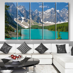 Mountain Lake In Canada Nature, Multi Canvas Painting Ideas, Multi Piece Panel Canvas Housewarming Gift Ideas Canvas Canvas Gallery Painting Framed Prints, Canvas Paintings Multi Panel Canvas 5PIECE(80x48)