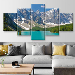 Mountain Lake In Canada Nature, Multi Canvas Painting Ideas, Multi Piece Panel Canvas Housewarming Gift Ideas Canvas Canvas Gallery Painting Framed Prints, Canvas Paintings Multi Panel Canvas 5PIECE(Mixed 12)