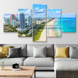 South Beach Miami Beach Florida Landscape, Multi Canvas Painting Ideas, Multi Piece Panel Canvas Housewarming Gift Ideas Canvas Canvas Gallery Painting Framed Prints, Canvas Paintings Multi Panel Canvas 5PIECE(Mixed 12)