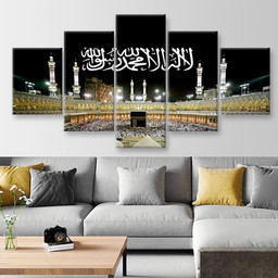 Islamic Allah God Muslim Mohammad Mecca Mosque Kaaba, Multi Canvas Painting Ideas, Multi Piece Panel Canvas Housewarming Gift Ideas Canvas Canvas Gallery Painting Framed Prints, Canvas Paintings Multi Panel Canvas 5PIECE(Mixed 12)