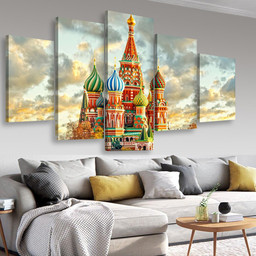 Moscow Russia Red Square View Of St Basils Cathedral Landscape, Multi Canvas Painting Ideas, Multi Piece Panel Canvas Housewarming Gift Ideas Canvas Canvas Gallery Painting Framed Prints, Canvas Paintings Multi Panel Canvas 5PIECE(Mixed 16)