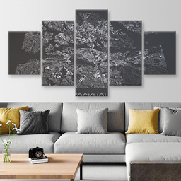 Stockholm Map Satellite View City Sweden Black And White Abstract, Multi Canvas Painting Ideas, Multi Piece Panel Canvas Housewarming Gift Ideas Canvas Canvas Gallery Painting Framed Prints, Canvas Paintings Multi Panel Canvas 5PIECE(Mixed 12)