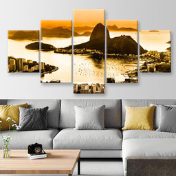 Rio De Janeiro Brazil Suggar Loaf And Botafogo Beach Viewed From Corcovado At Sunset Landscape, Multi Canvas Painting Ideas, Multi Piece Panel Canvas Housewarming Gift Ideas Canvas Canvas Gallery Painting Multi Panel Canvas 5PIECE(Mixed 12)