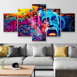 Colorful Albert Einstein, Multi Canvas Painting Ideas, Multi Piece Panel Canvas Housewarming Gift Ideas Canvas Canvas Gallery Painting Framed Prints, Canvas Paintings Multi Panel Canvas 5PIECE(Mixed 12)