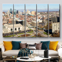 A Large Panoramic View Of Kansas City Missouri During The Daytime Landscape, Multi Canvas Painting Ideas, Multi Piece Panel Canvas Housewarming Gift Ideas Canvas Canvas Gallery Painting Framed Prints, Canvas Paintings Multi Panel Canvas 5PIECE(60x36)