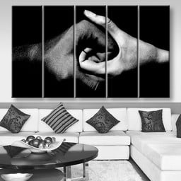 Black And White Holding Hands, Multi Canvas Painting Ideas, Multi Piece Panel Canvas Housewarming Gift Ideas Canvas Canvas Gallery Painting Framed Prints, Canvas Paintings Multi Panel Canvas 5PIECE(80x48)