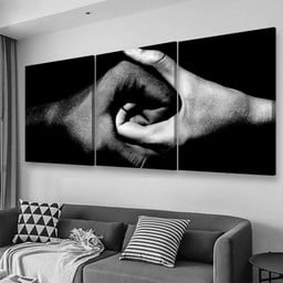 Black And White Holding Hands, Multi Canvas Painting Ideas, Multi Piece Panel Canvas Housewarming Gift Ideas Canvas Canvas Gallery Painting Framed Prints, Canvas Paintings Multi Panel Canvas 3PIECE(48x24)