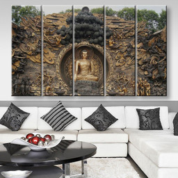 Gautama Buddha, Multi Canvas Painting Ideas, Multi Piece Panel Canvas Housewarming Gift Ideas Canvas Canvas Gallery Painting Framed Prints, Canvas Paintings Multi Panel Canvas 5PIECE(80x48)